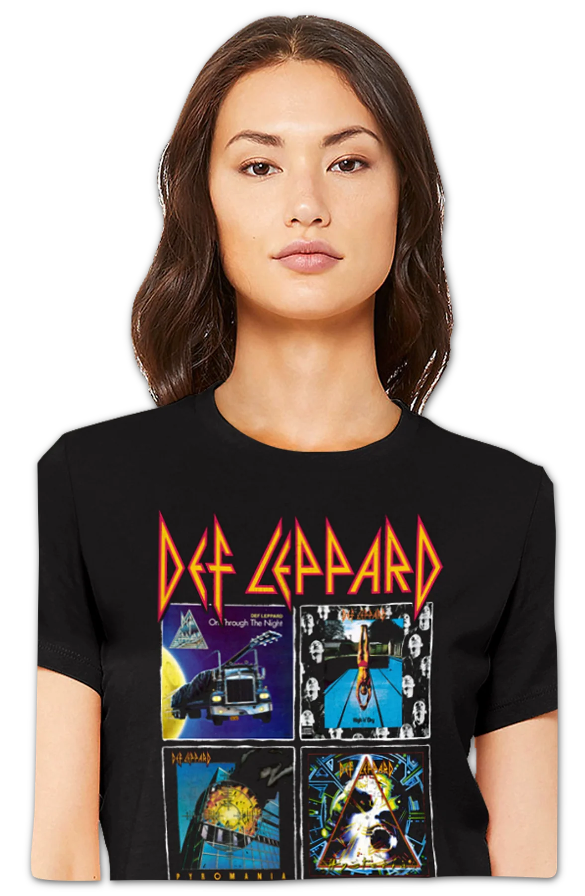Womens Album Covers Collage Def Leppard Shirt - Image 2