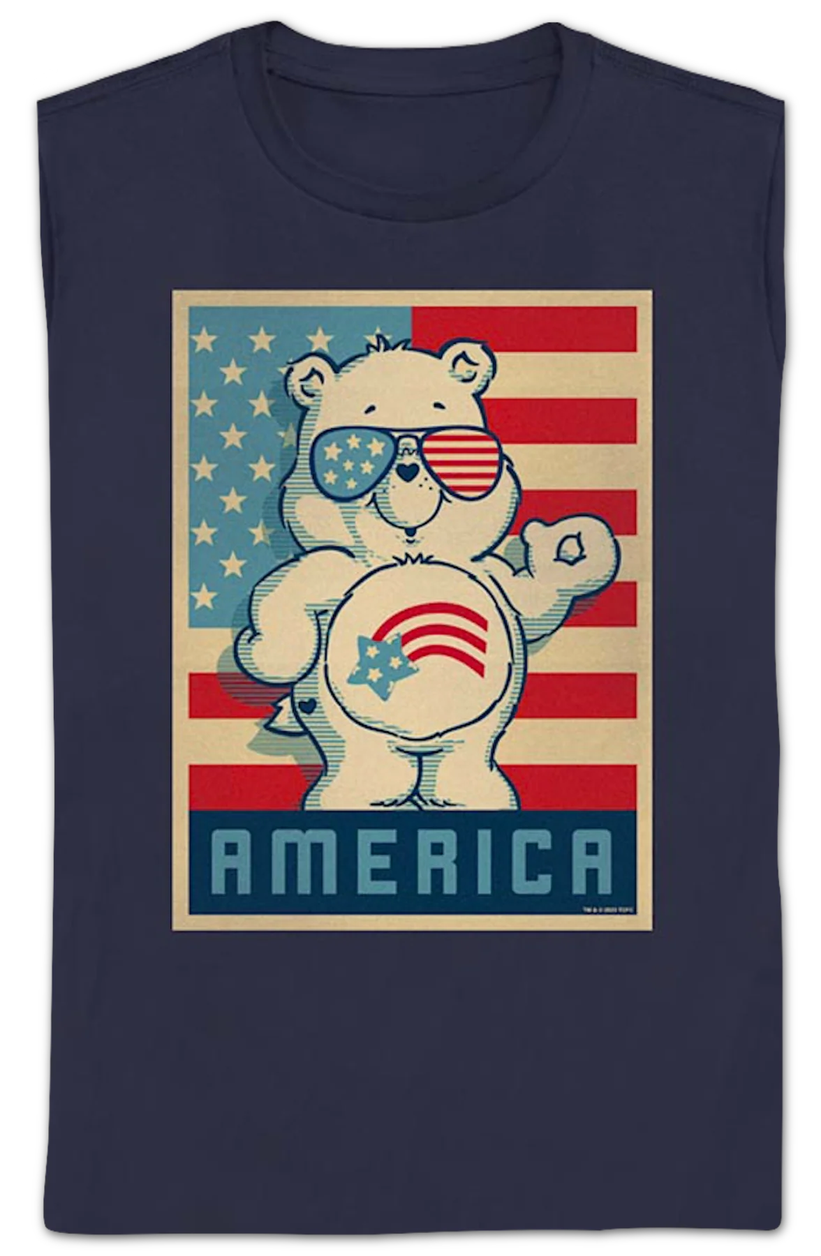 Womens America Cares Bear Patriotic Pose Care Bears Shirt - Image 2