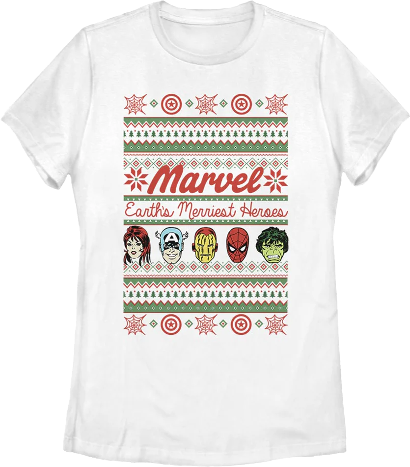 Womens Avengers Earth's Merriest Heroes Marvel Comics Shirt