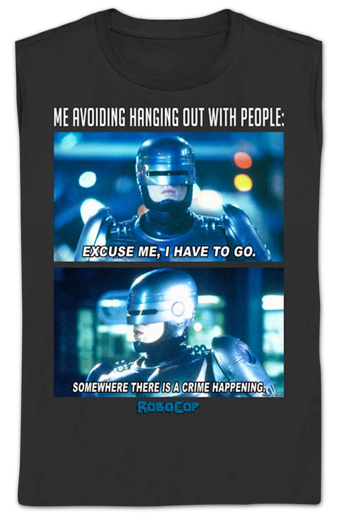 Womens Avoiding Hanging Out With People Robocop Shirt - Image 2