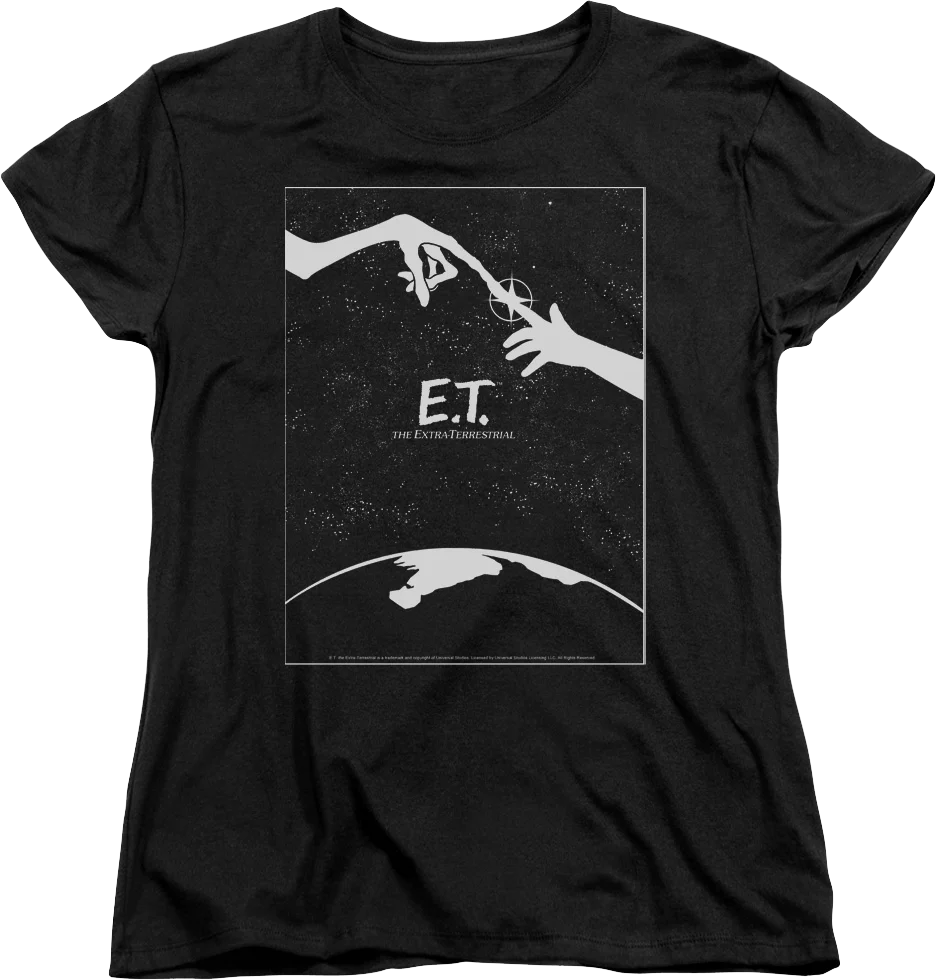 Womens Black and White Movie Poster ET Shirt