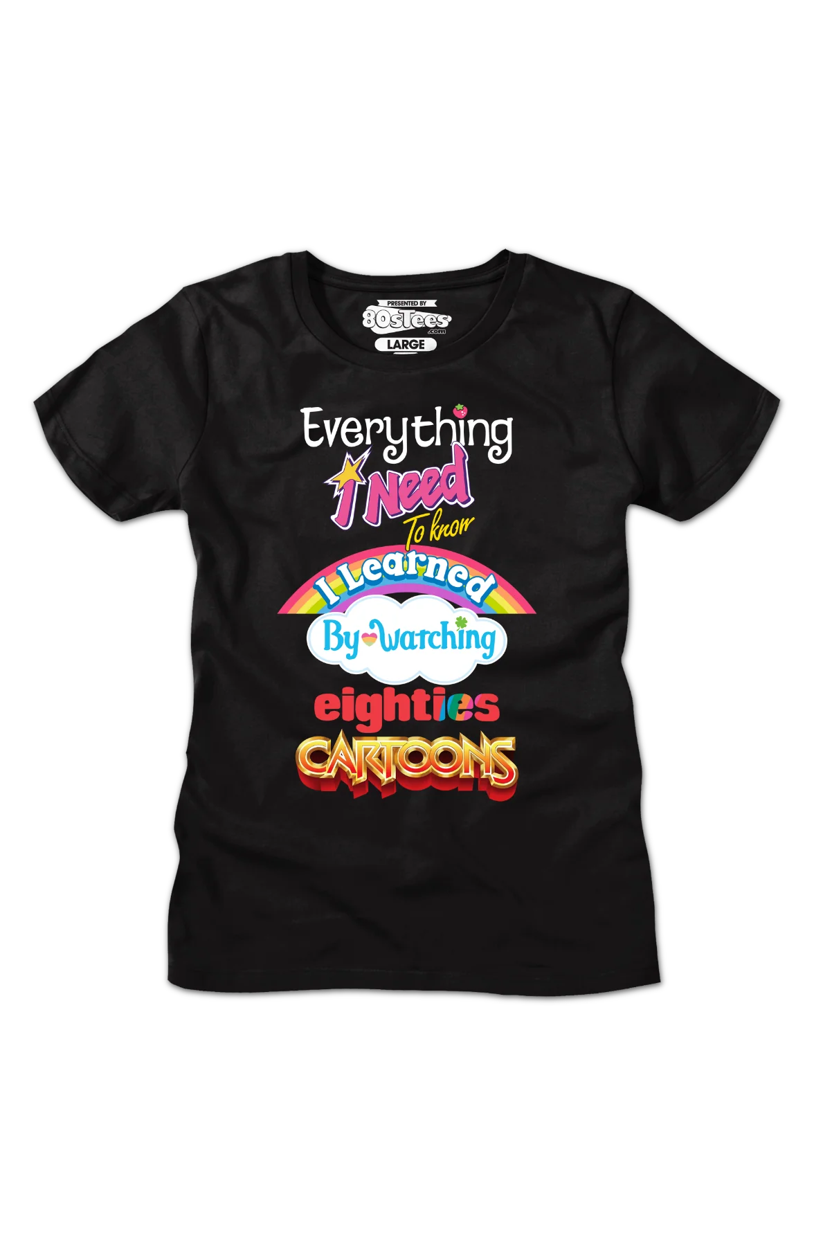 Womens Classic Everything I Need To Know Eighties Cartoons Shirt - Image 2