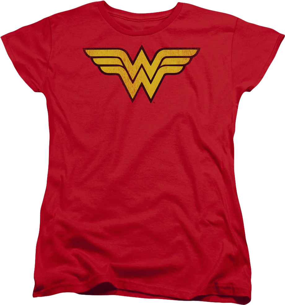 Womens Distressed Logo Wonder Woman Shirt