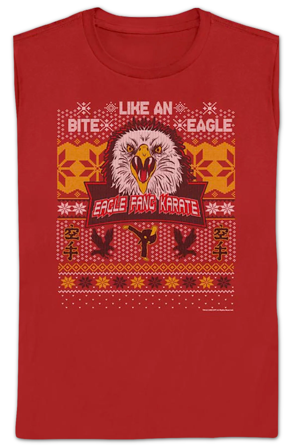 Womens Eagle Fang Karate Faux Ugly Christmas Sweater Cobra Kai Shirt