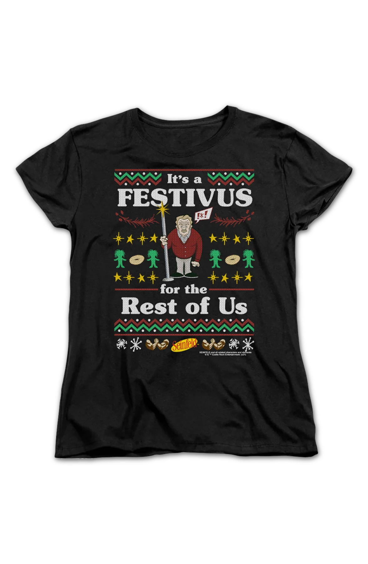 Womens Faux Ugly Festivus Sweater Seinfeld Shirt - Image 2