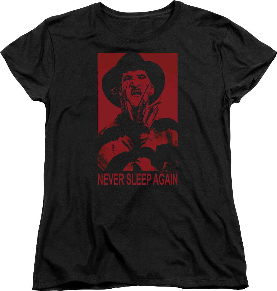 Womens Freddy Krueger Never Sleep Again Nightmare On Elm Street Shirt