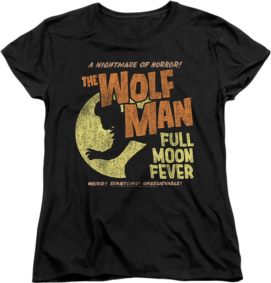 Womens Full Moon Fever Wolf Man Shirt