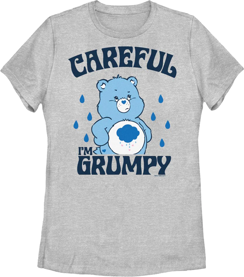 Womens Grumpy Bear Careful Warning Care Bears Shirt