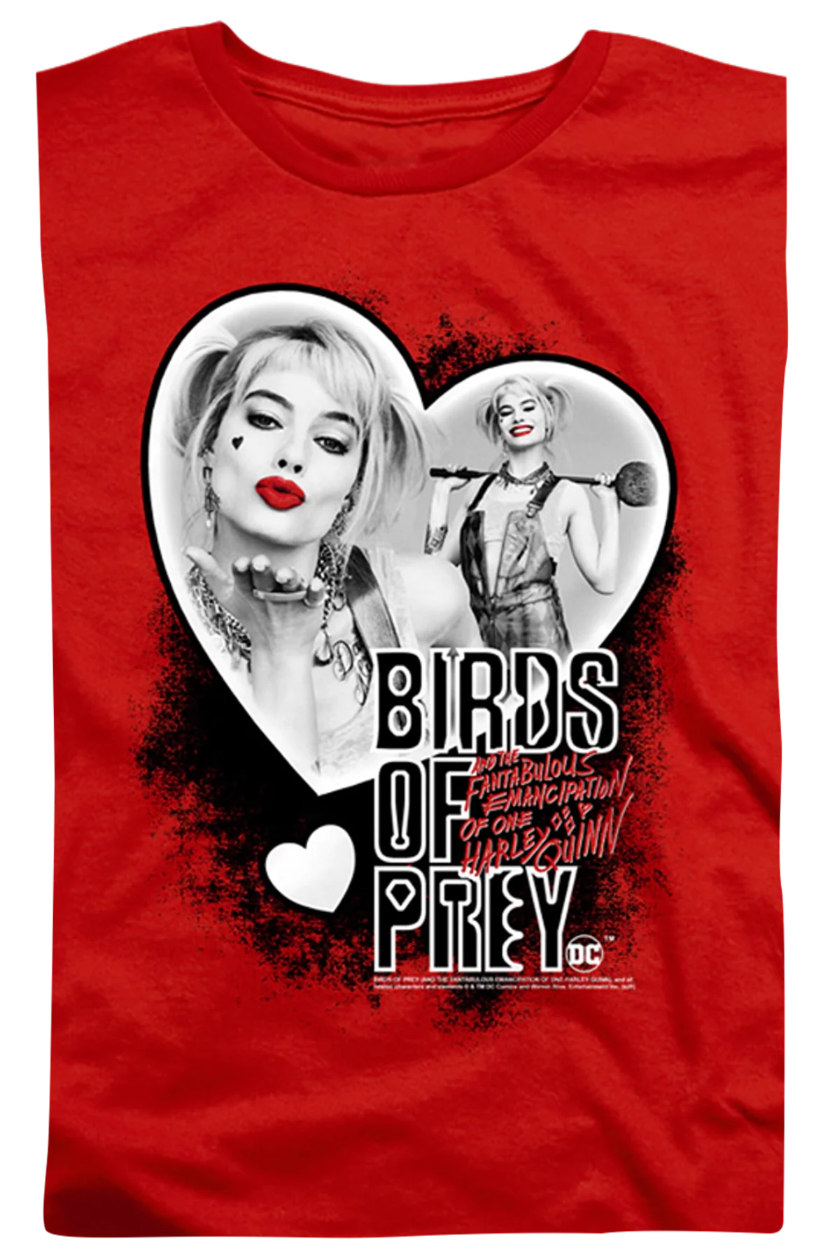 Womens Harley Quinn Heart Collage Birds Of Prey Shirt - Image 2