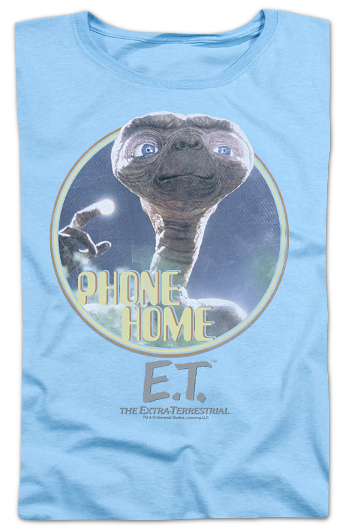 Womens Light Blue Phone Home ET Shirt - Image 2