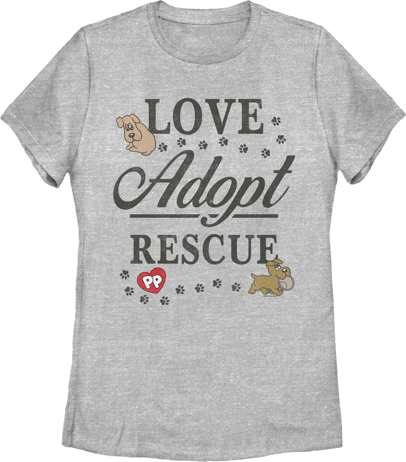 Womens Love Adopt Rescue Pound Puppies Shirt