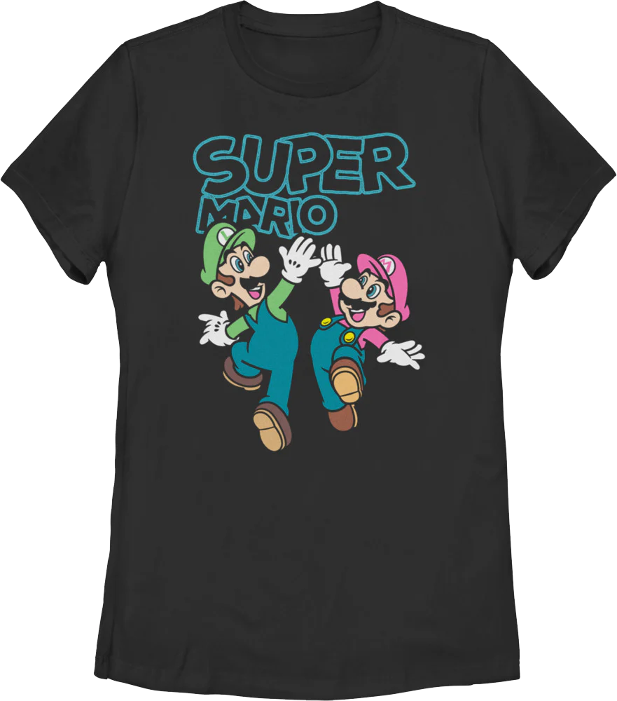 Womens Luigi & Mario High Five Super Mario Bros. Shirt