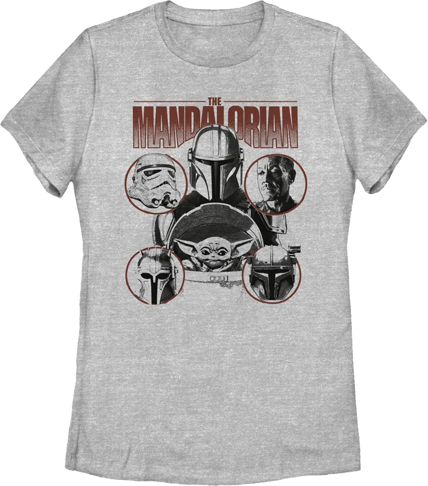 Womens Mandalorian Characters Collage Star Wars Shirt