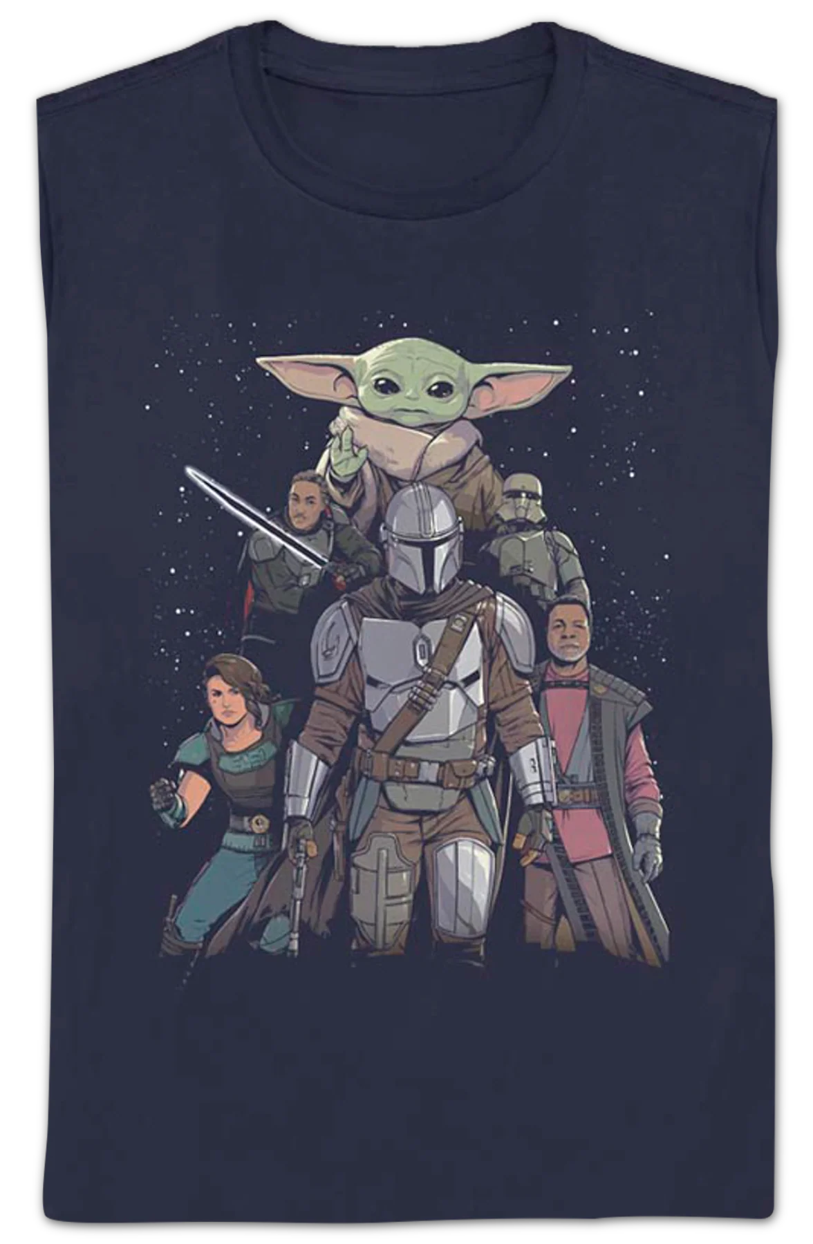 Womens Mandalorian Illustrated Cast Collage Star Wars Shirt - Image 2