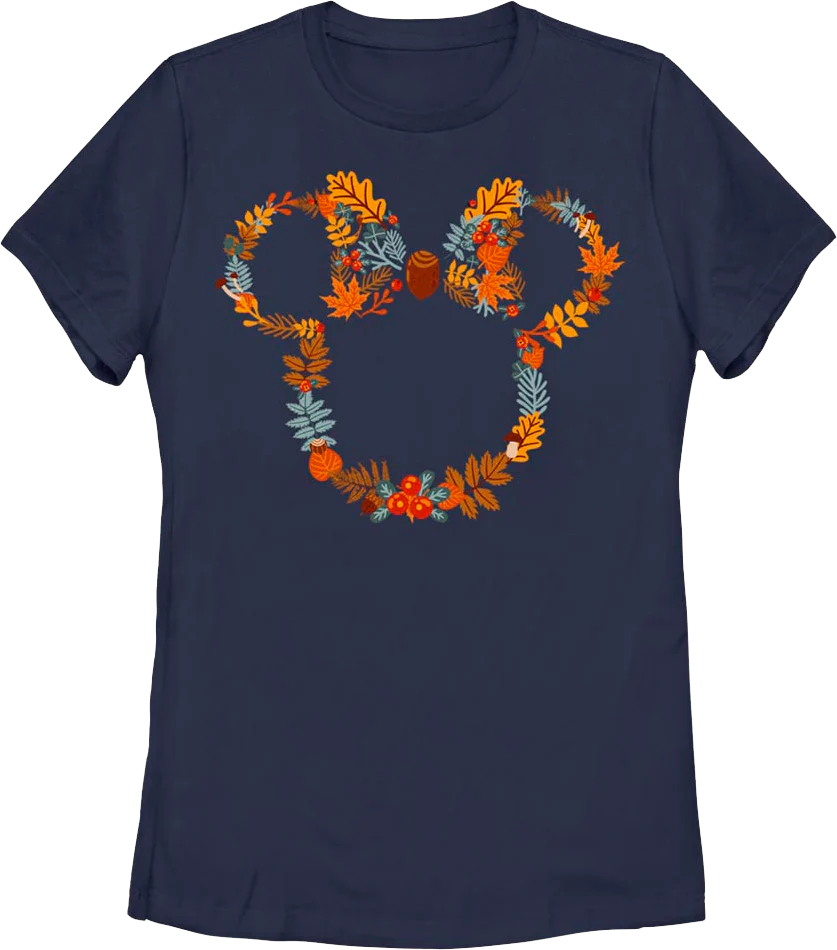 Womens Mickey Mouse Fall Wreath Shirt