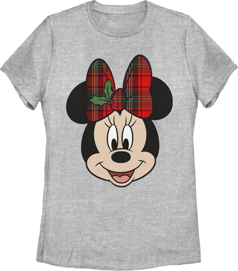 Womens Minnie Mouse Christmas Bow Disney Shirt