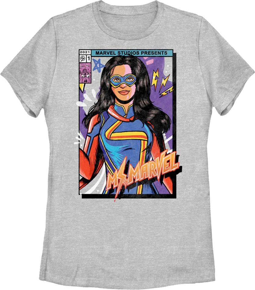 Womens Ms. Marvel Colorful Cover Marvel Comics Shirt