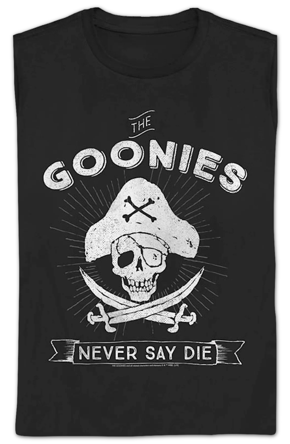 Womens Never Say Die Pirate Logo Goonies Shirt - Image 2