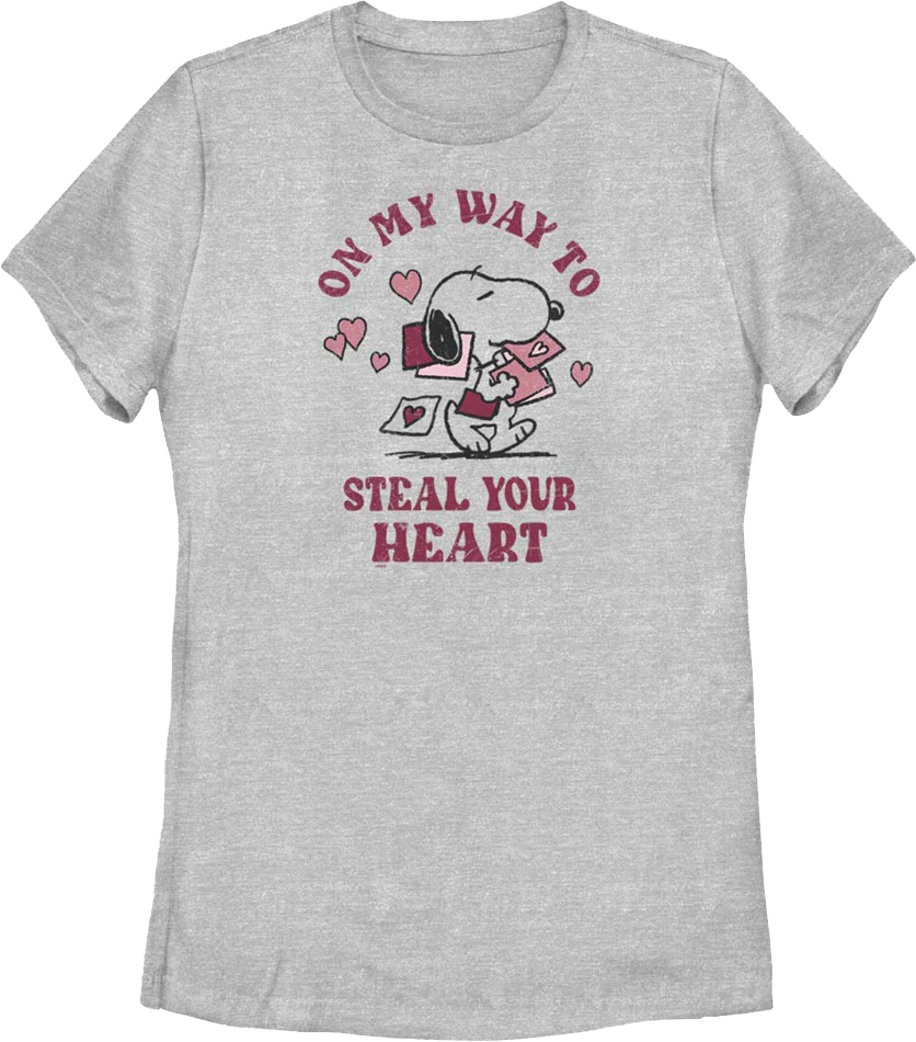 Womens On My Way To Steal Your Heart Peanuts Shirt