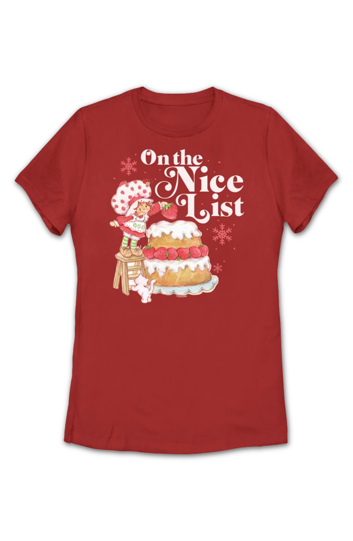 Womens On The Nice List Strawberry Shortcake Shirt - Image 2