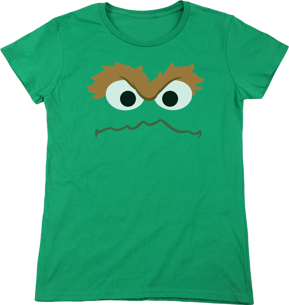 Womens Oscar The Grouch Face Sesame Street Shirt