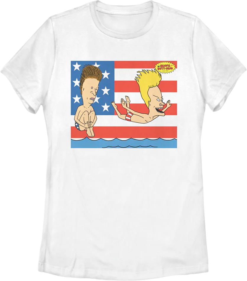 Womens Patriotic Splash Beavis And Butt-Head Shirt