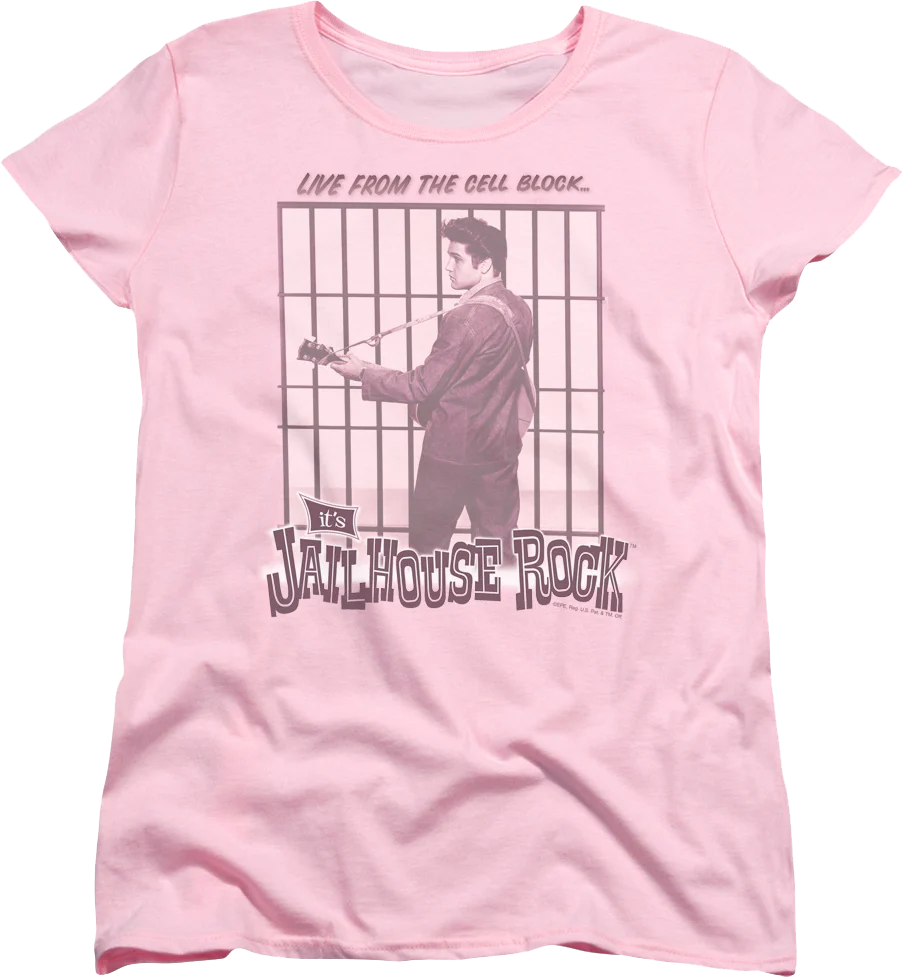 Womens Pink Jailhouse Rock Elvis Presley Shirt