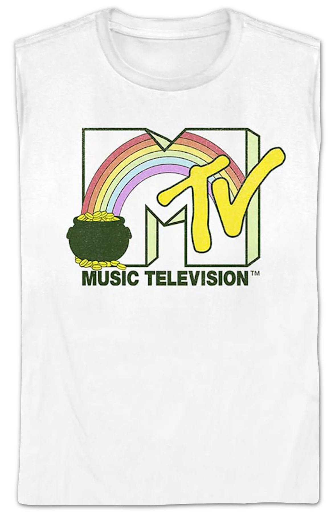 Womens Rainbow And Pot Of Gold Logo MTV Shirt - Image 2