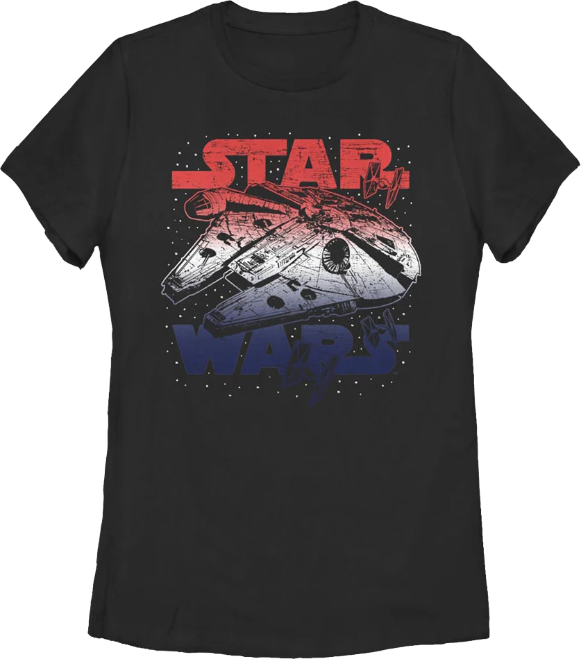 Womens Red White Blue Millennium Falcon Star Wars Shirt