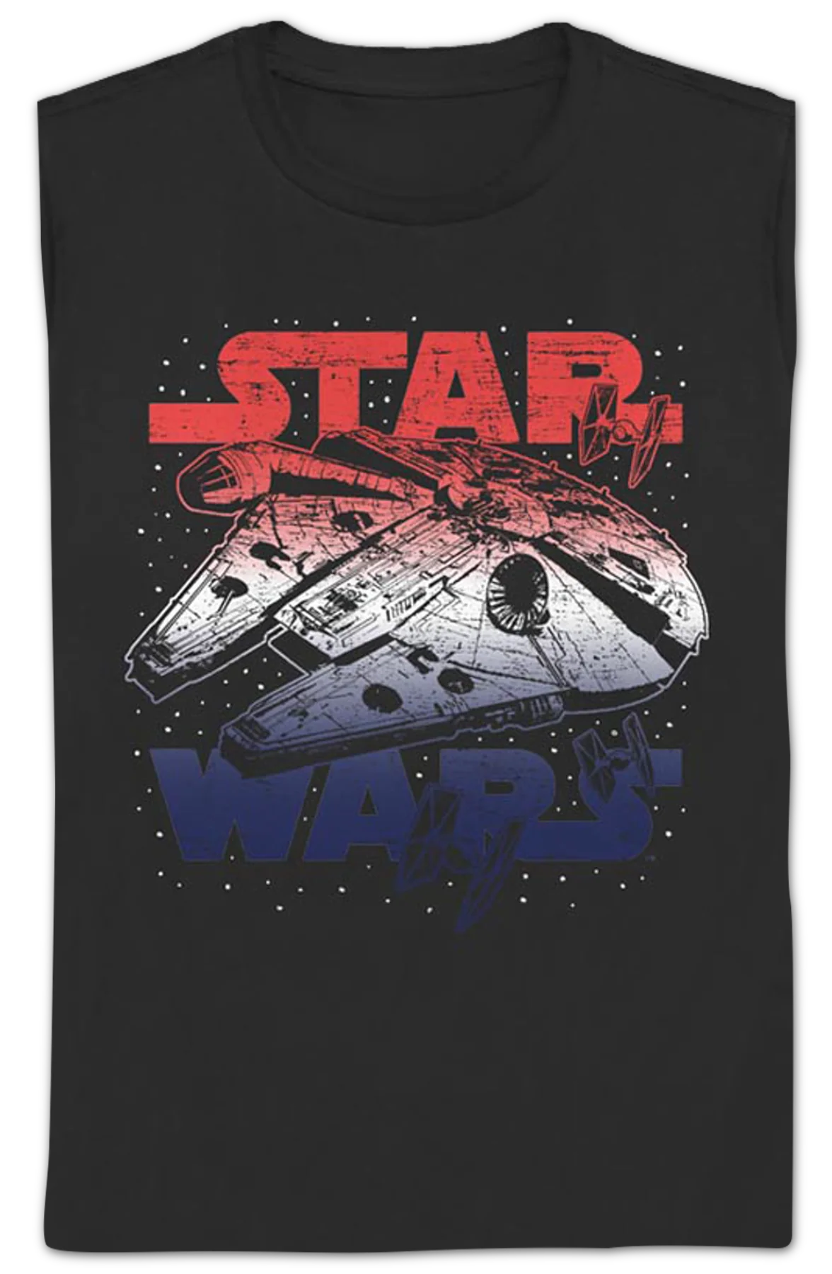 Womens Red White Blue Millennium Falcon Star Wars Shirt - Image 2