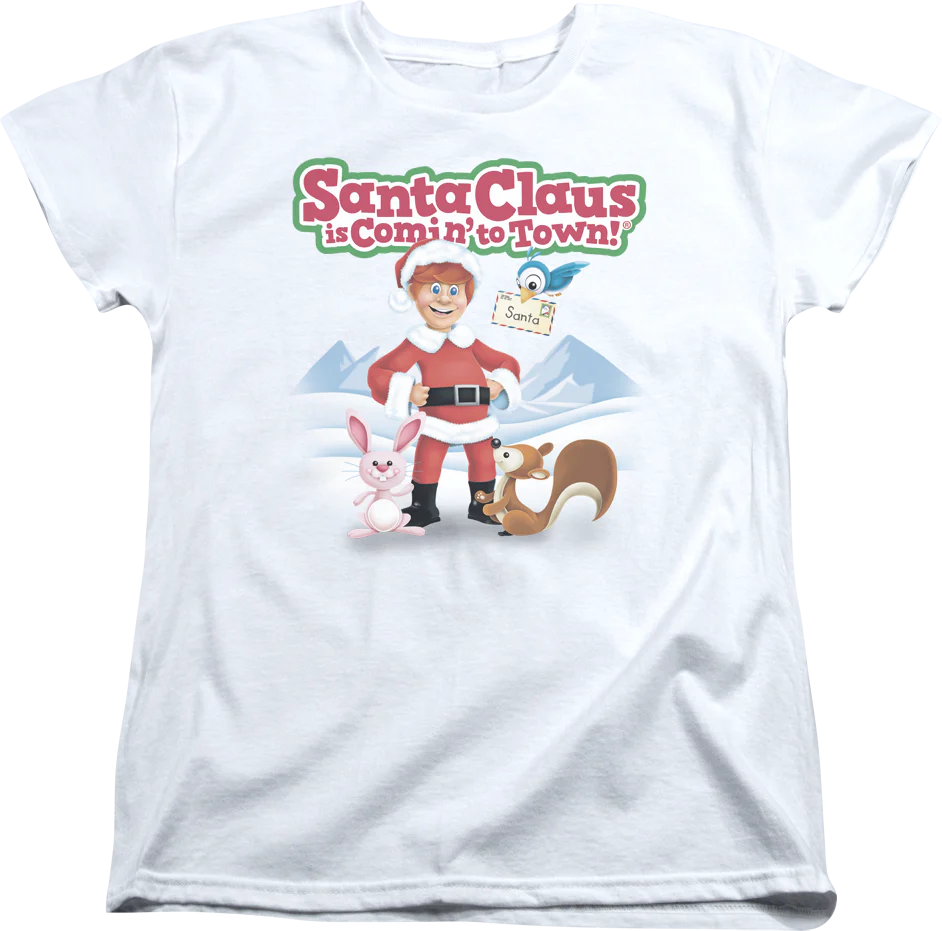 Womens Santa Claus Is Comin' To Town Shirt