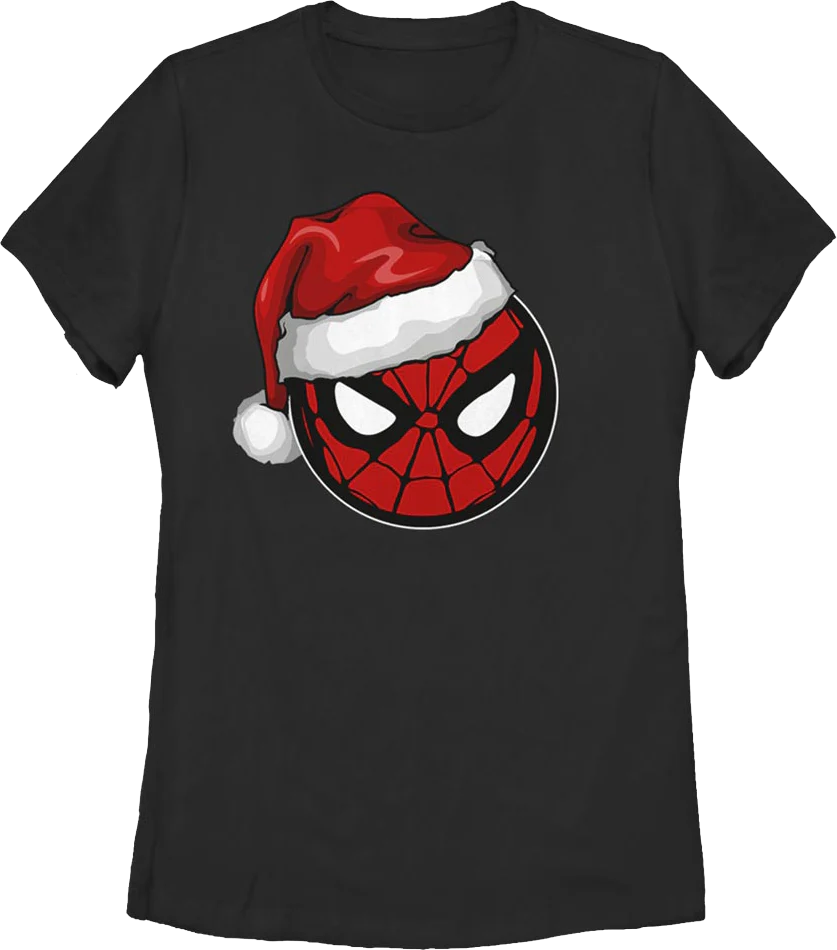 Womens Santa Hat Spider-Man Shirt