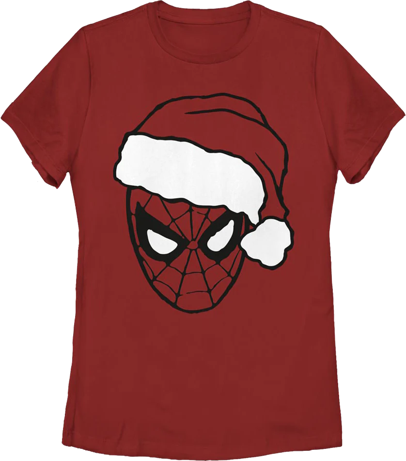 Womens Spider-Man Santa Claus Hat Marvel Comics Shirt