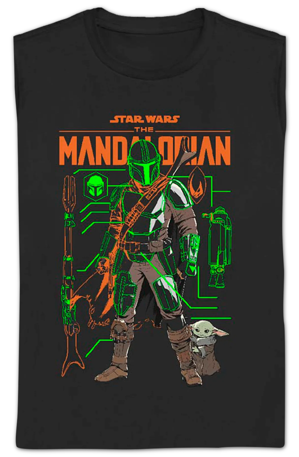 Womens The Mandalorian And The Child Outlines Star Wars Shirt - Image 2