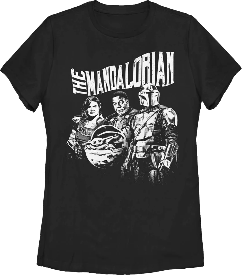 Womens The Mandalorian Black And White Star Wars Shirt