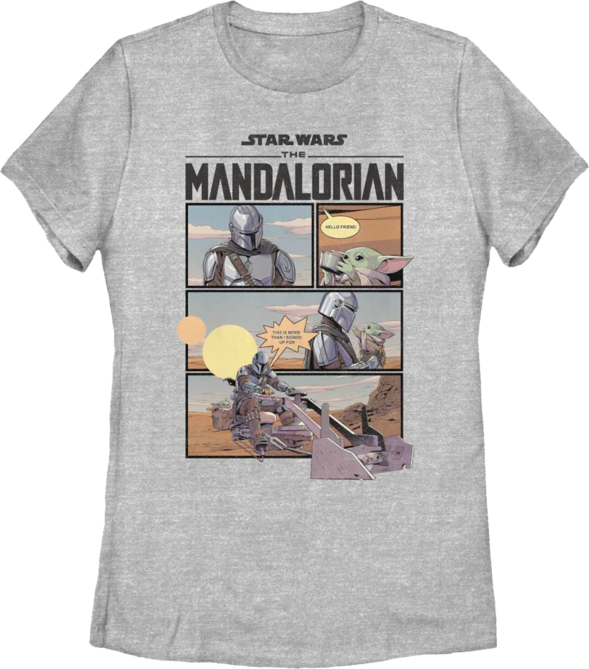 Womens The Mandalorian Comic Book Panels Star Wars Shirt