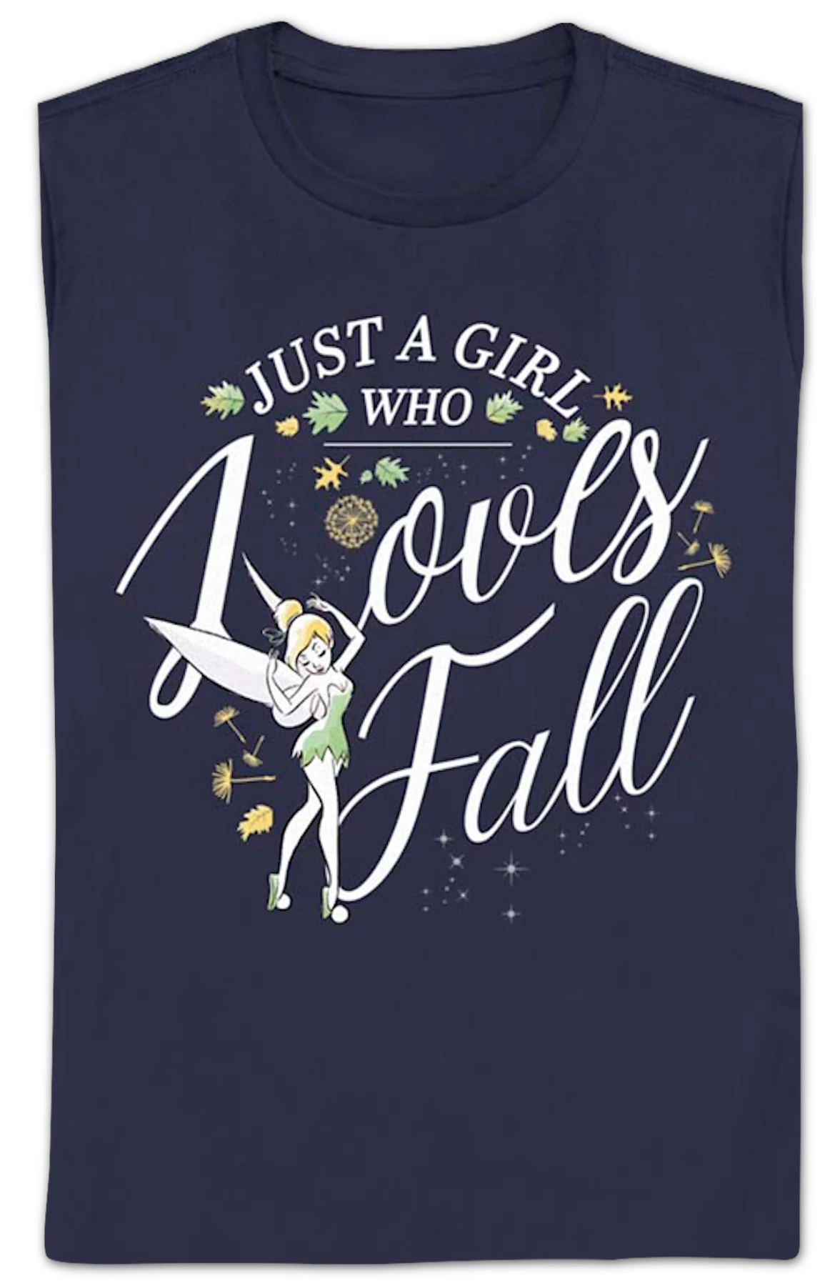 Womens Tinker Bell Just A Girl Who Loves Fall Disney Shirt - Image 2