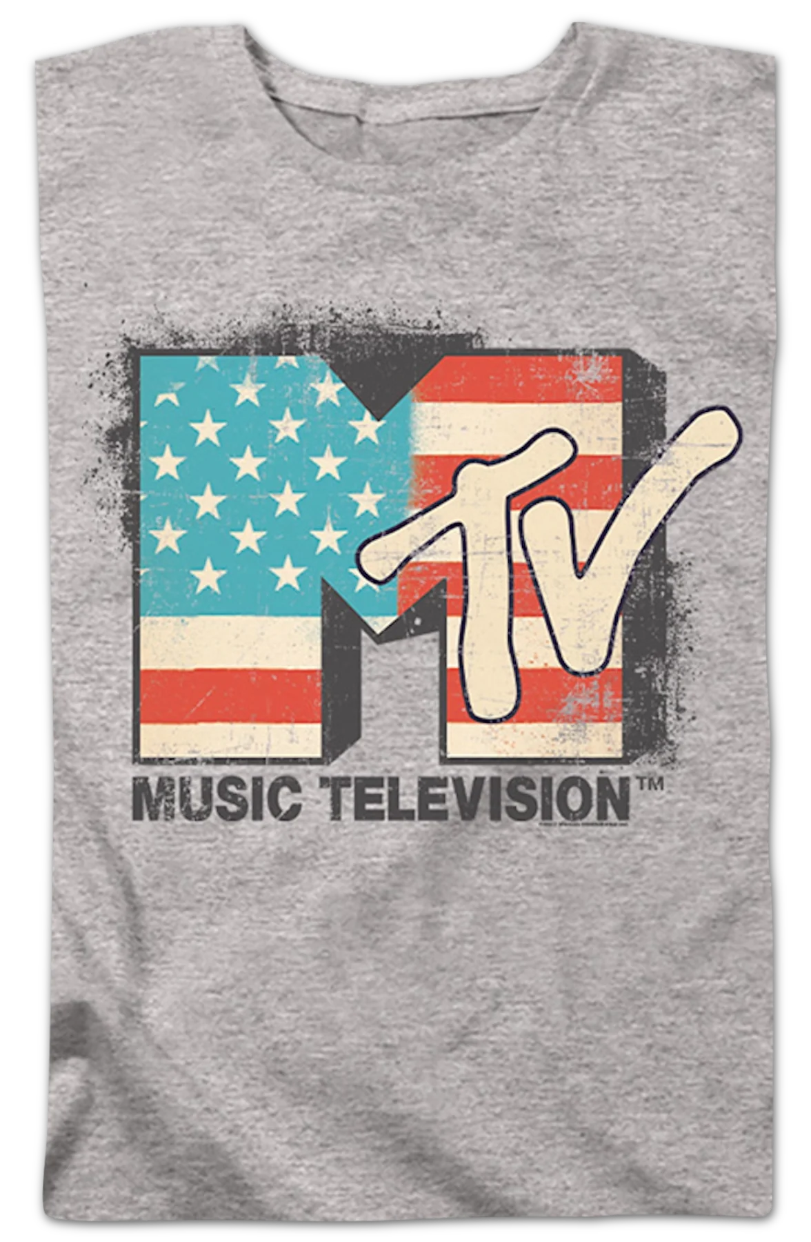 Womens Vintage American Flag Logo MTV Shirt - Image 2