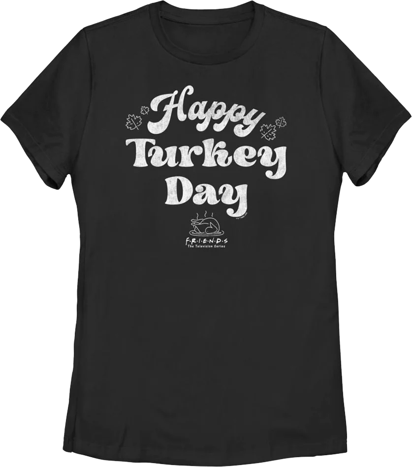 Womens Vintage Happy Turkey Day Friends Shirt