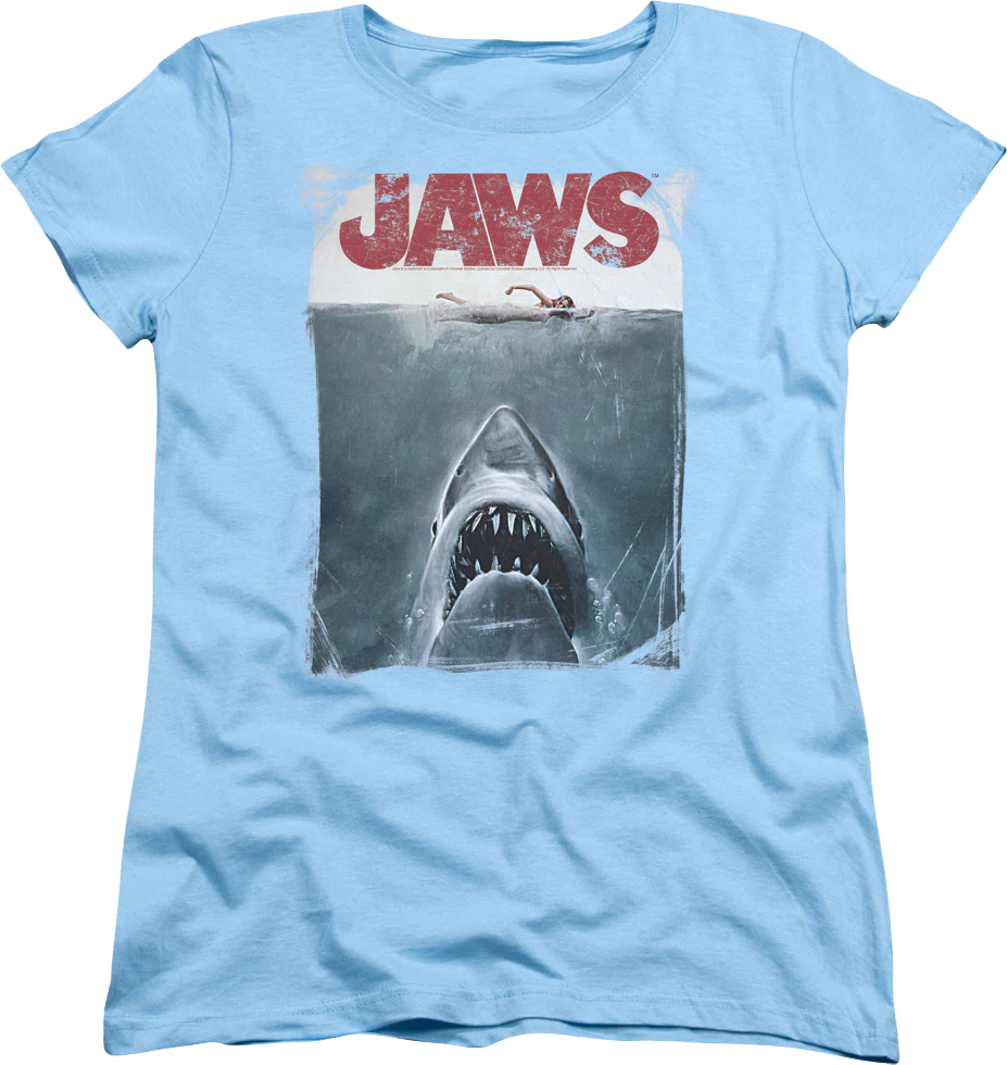 Womens Vintage Movie Poster Jaws Shirt