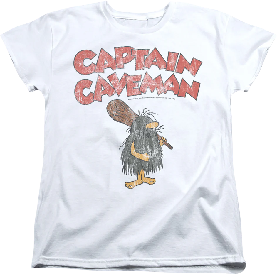 Womens Vintage White Captain Caveman Shirt