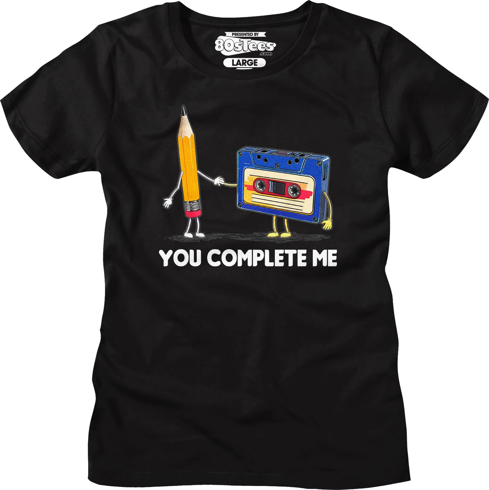 Womens You Complete Me Pencil & Cassette Shirt - Image 5