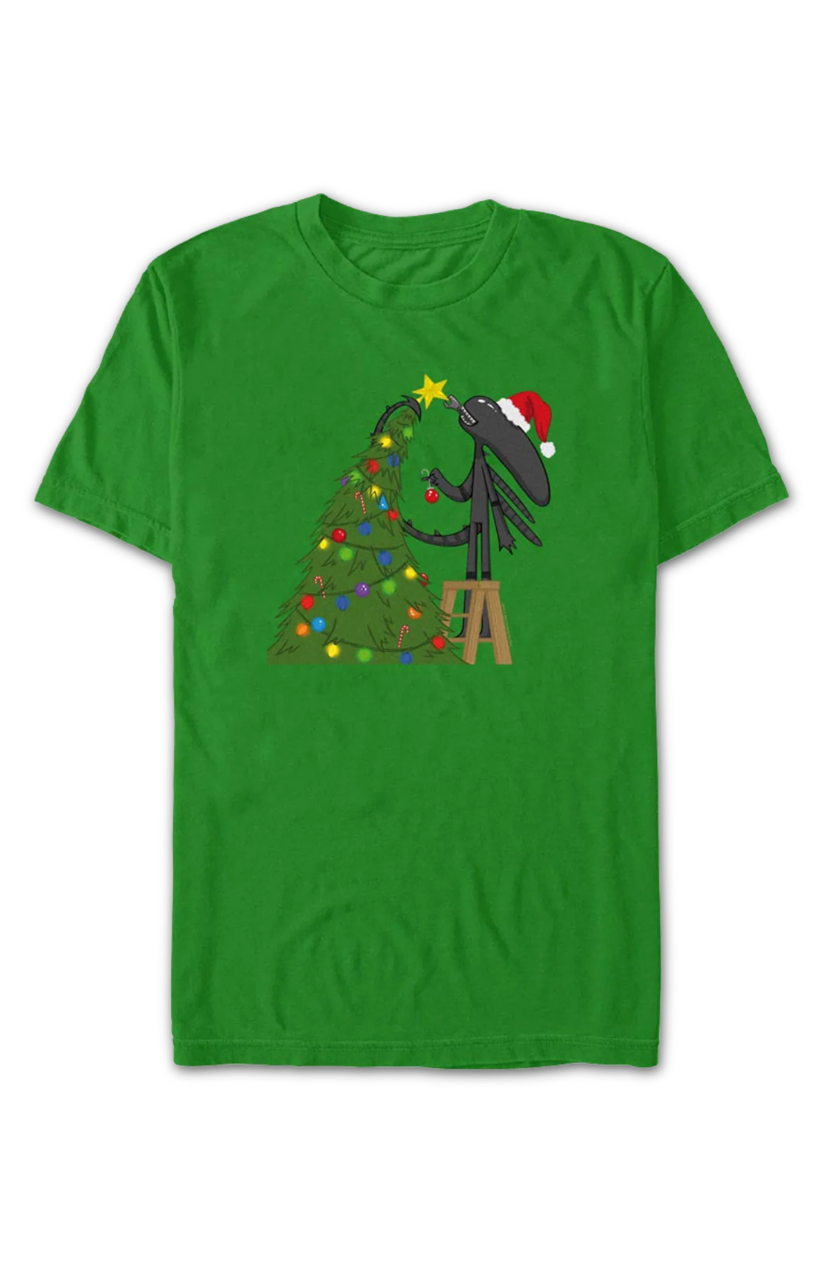 Xenomorph Christmas Tree Alien T-Shirt - Image 2