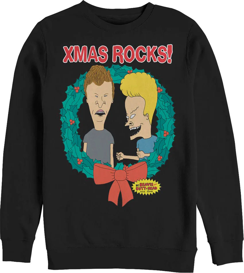 Xmas Rocks Wreath Beavis And Butt-Head Sweatshirt