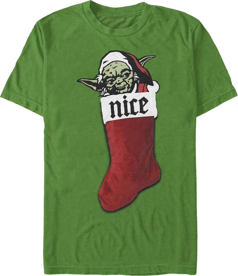 Yoda Nice Christmas Stocking Star Wars T-Shirt