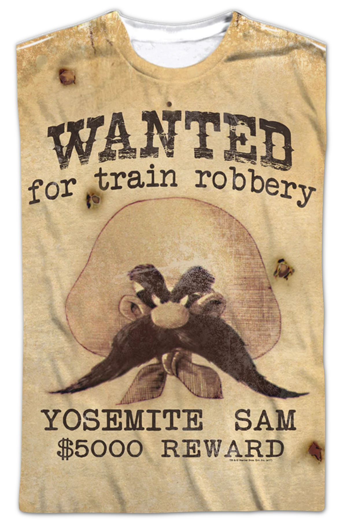 Yosemite Sam Wanted For Train Robbery Looney Tunes T-Shirt - Image 2