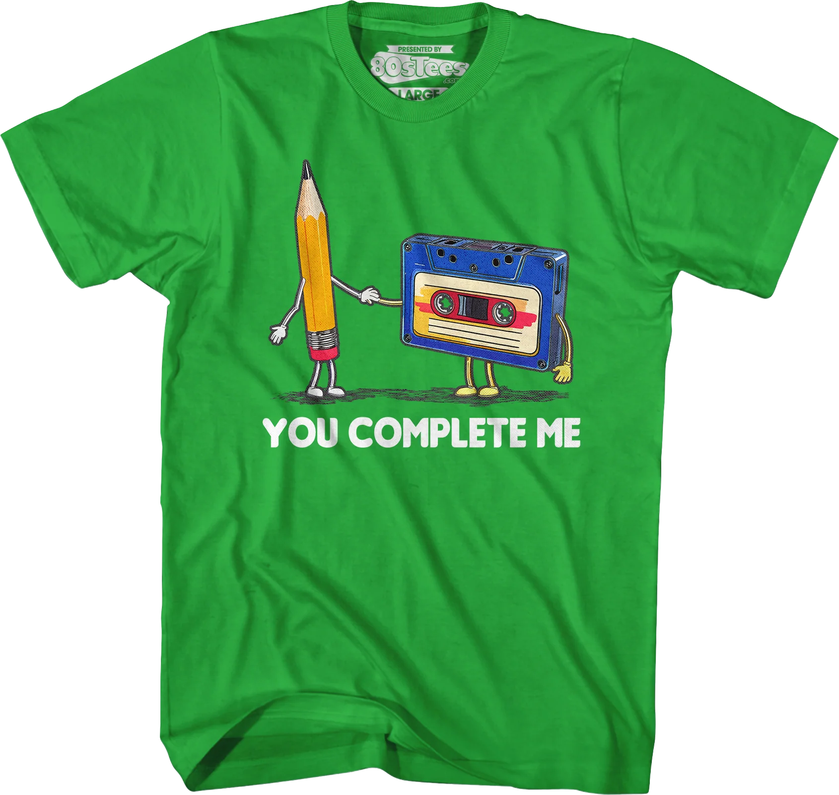 You Complete Me Pencil & Cassette T-Shirt - Image 3