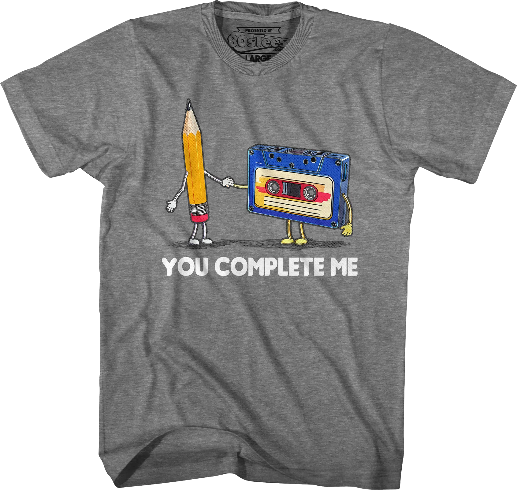 You Complete Me Pencil & Cassette T-Shirt - Image 4