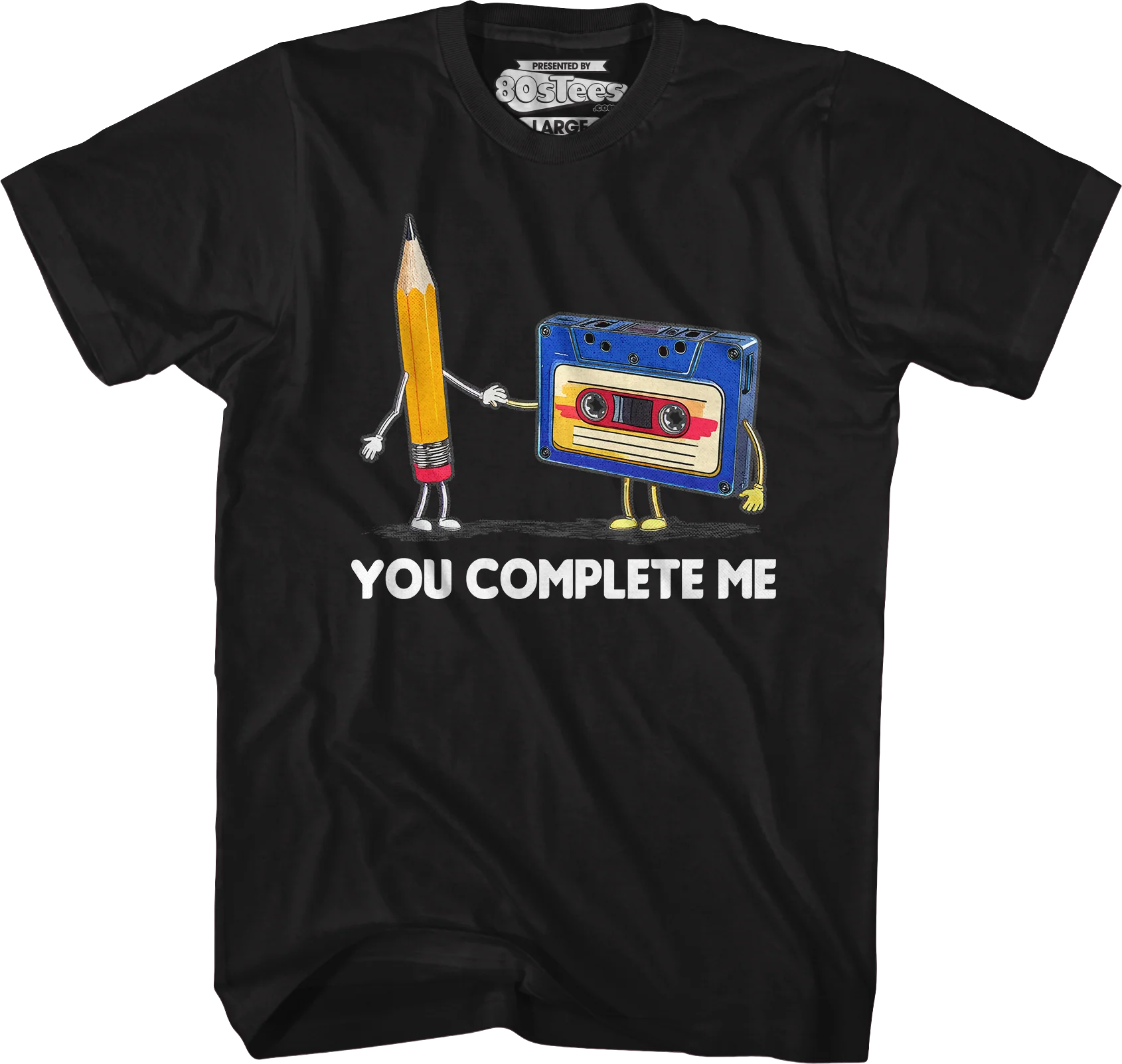 You Complete Me Pencil & Cassette T-Shirt - Image 5