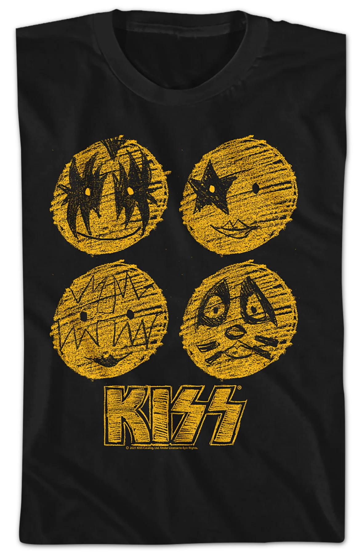 Youth Face Paint Sketches KISS Shirt - Image 2